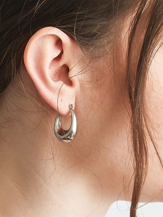Silver Oval Hoop Earrings sold by GAP product image thumbnail 2