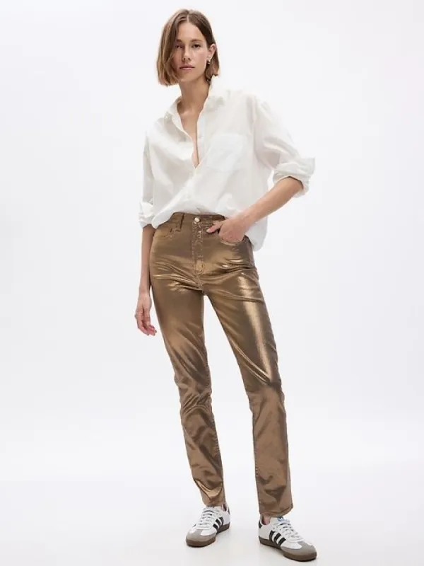 High Rise Metallic Vintage Slim Jeans sold by GAP