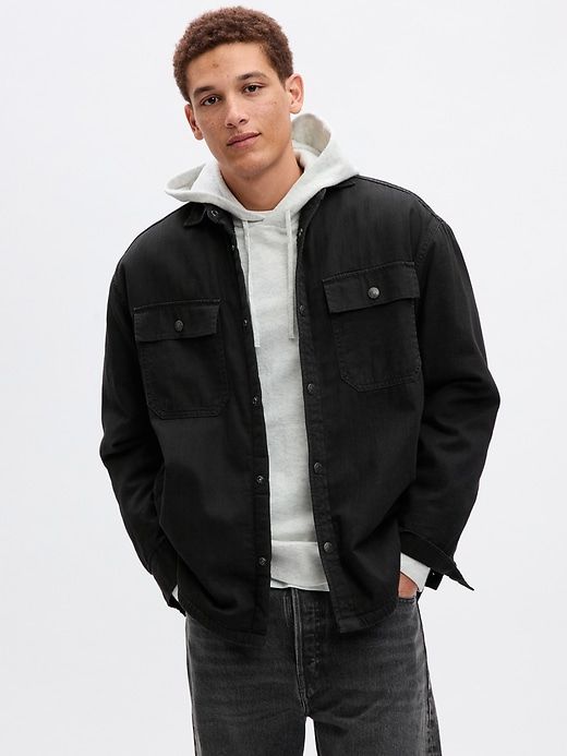 Sherpa-Lined Denim Utility Shirt sold by GAP