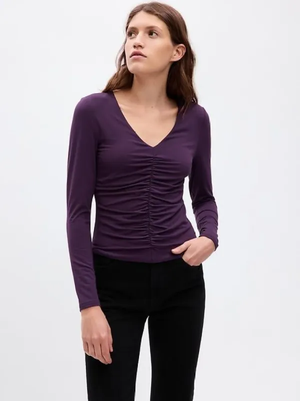 Ruched V-Neck T-Shirt sold by GAP
