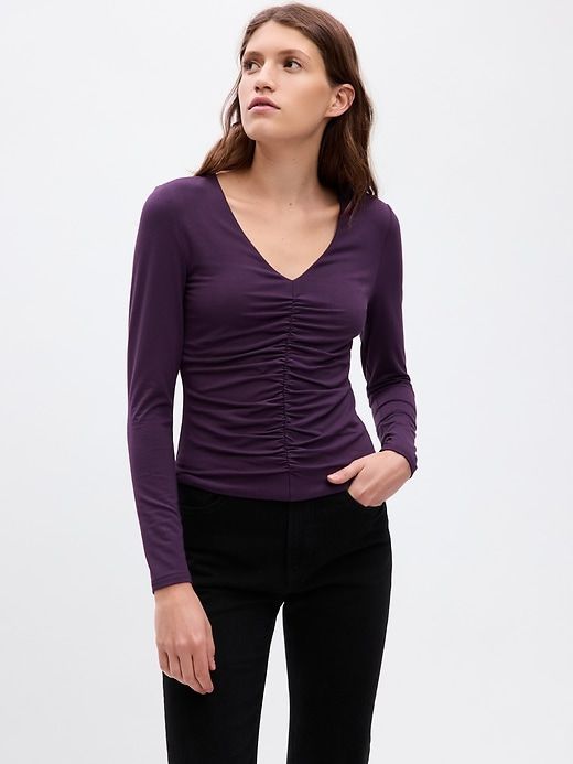 Ruched V-Neck T-Shirt sold by GAP