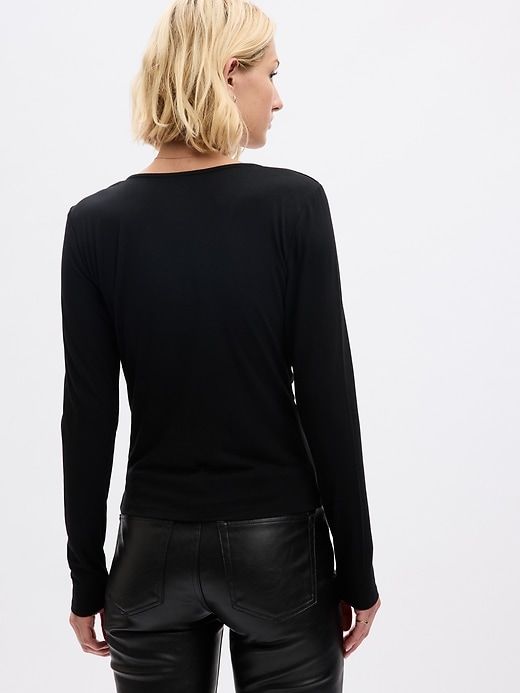 Ruched V-Neck T-Shirt sold by GAP product image thumbnail 4