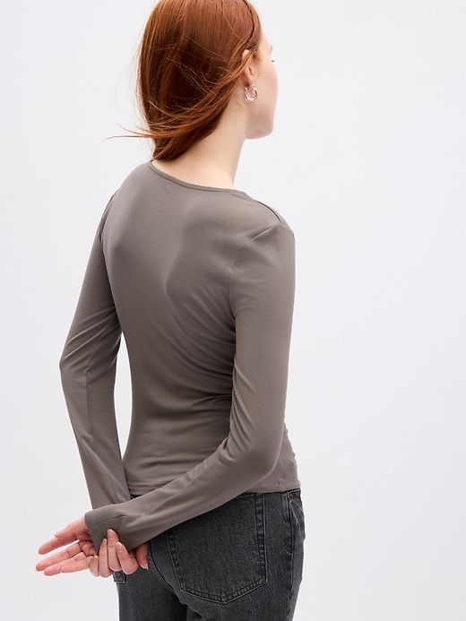 Ruched V-Neck T-Shirt sold by GAP product image thumbnail 5