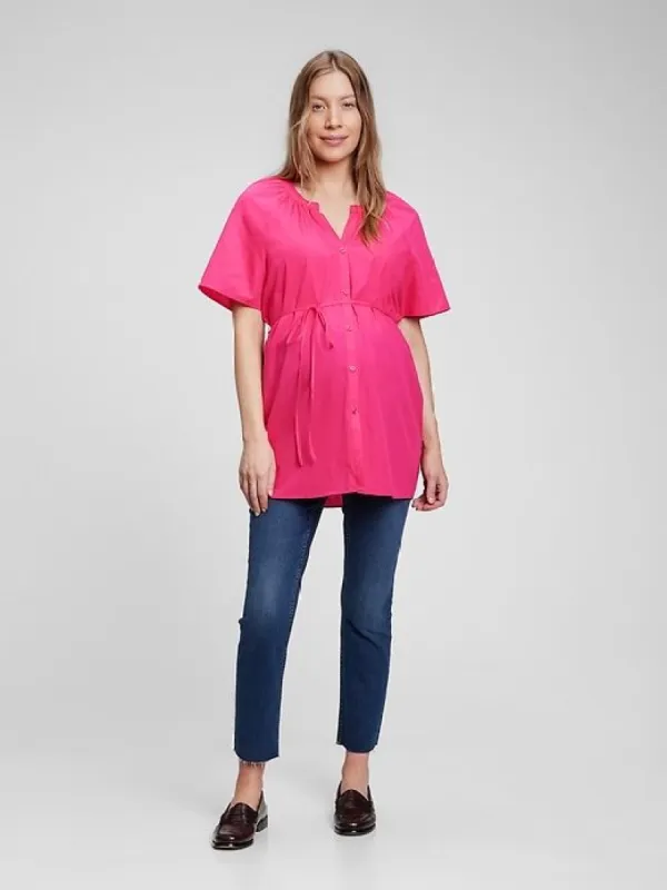Maternity Button-Front Tie Top sold by GAP