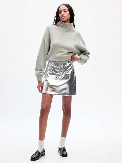 Metallic Vegan Leather Mini Skirt sold by GAP