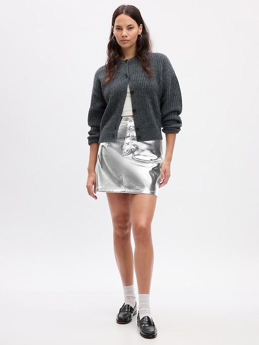 Metallic Vegan Leather Mini Skirt sold by GAP product image thumbnail 4