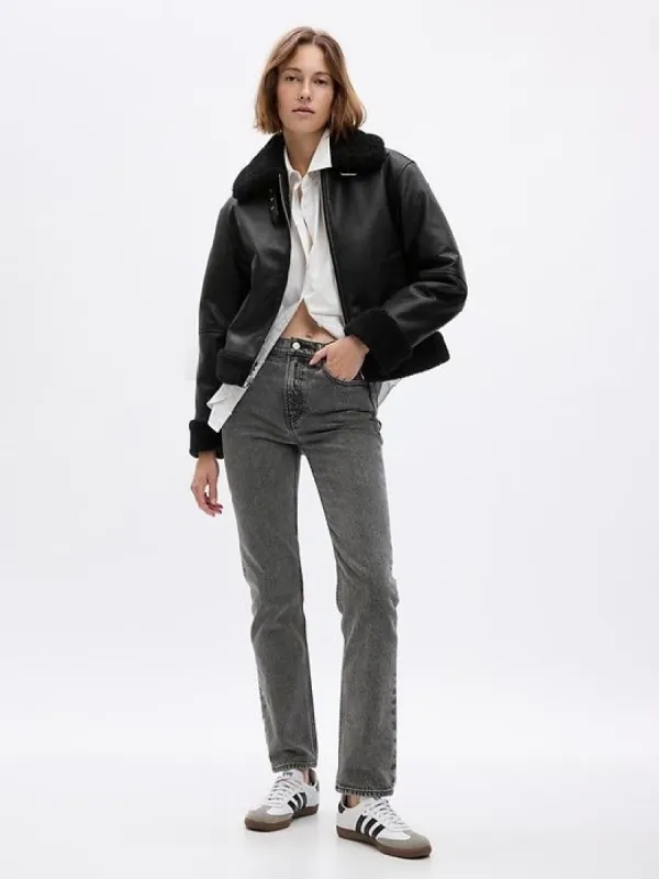 Vegan Leather Sherpa-Trim Jacket sold by GAP