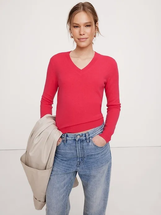 Lightweight Cashmere V-Neck Sweater sold by Banana Republic