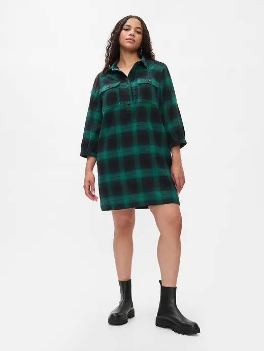 Flannel Utility Mini Shirtdress sold by GAP product image thumbnail 5