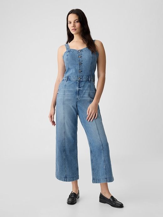 Wide-Leg Denim Jumpsuit sold by GAP product image thumbnail 4