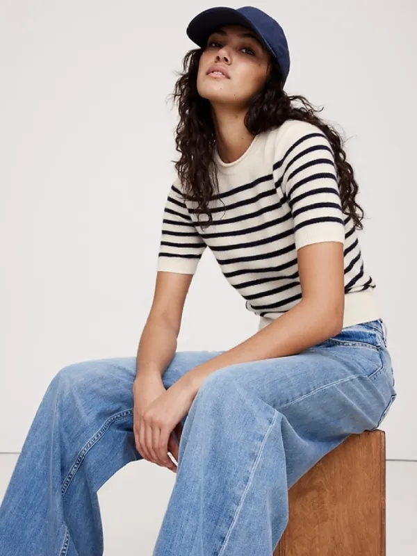 Lightweight Cashmere Short-Sleeve Sweater sold by Banana Republic