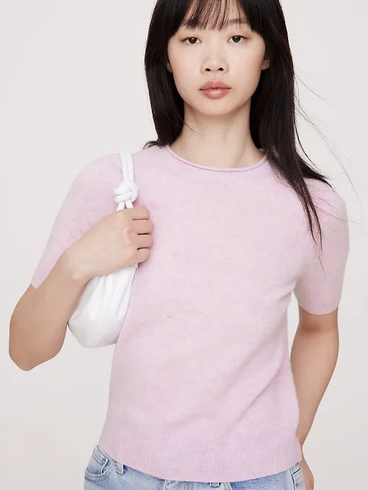 Lightweight Cashmere Short-Sleeve Sweater sold by Banana Republic