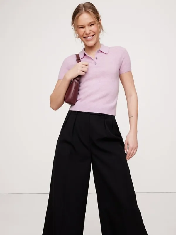 Lightweight Cashmere Short-Sleeve Sweater Polo sold by Banana Republic