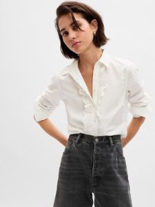 Eyelet Ruffle Perfect Shirt sold by GAP
