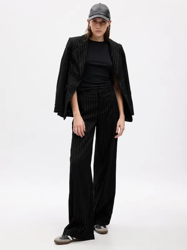High Rise Metallic Stripe Wide-Leg Trousers sold by GAP