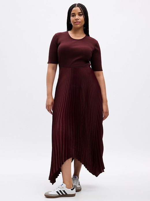 Satin Pleated Midi Dress sold by GAP product image thumbnail 4