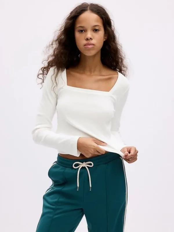 Modern Rib Square-Neck Cropped T-Shirt sold by GAP