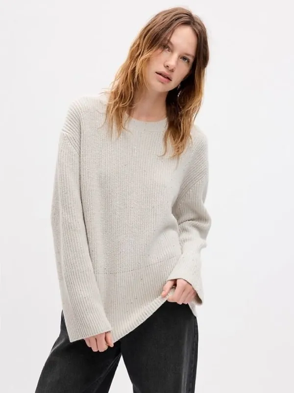 24/7 Split-Hem Sequin Crewneck Sweater sold by GAP