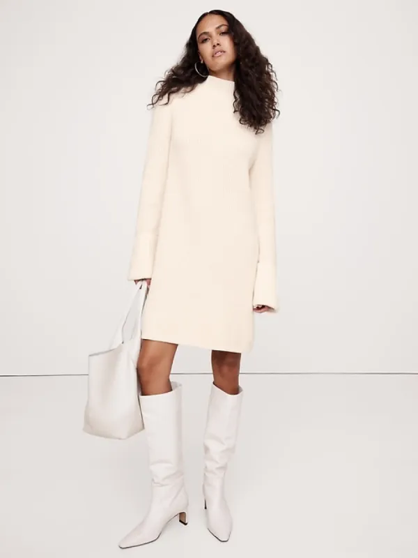 Cotton-Wool Mock-Neck Mini Sweater Dress sold by Banana Republic
