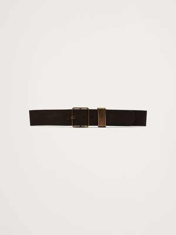Leather Square-Buckle Waist Belt with 6 Bars sold by Banana Republic