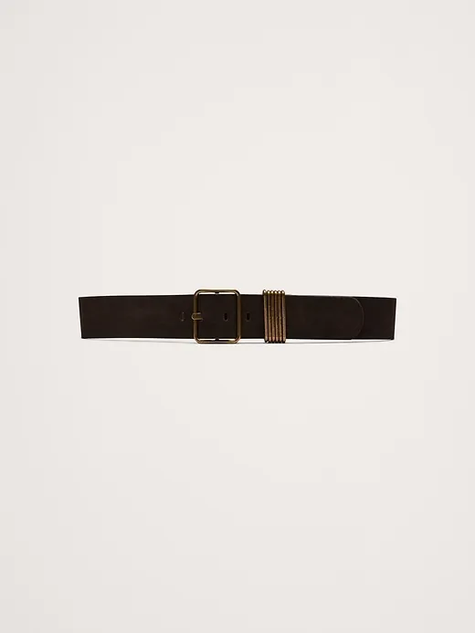 Leather Square-Buckle Waist Belt with 6 Bars sold by Banana Republic