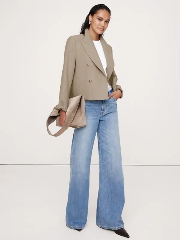 Herringbone Wool Flannel Crop Blazer sold by Banana Republic