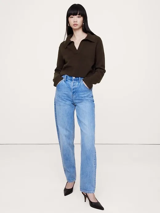 Cashmere Cropped Sweater Polo sold by Banana Republic