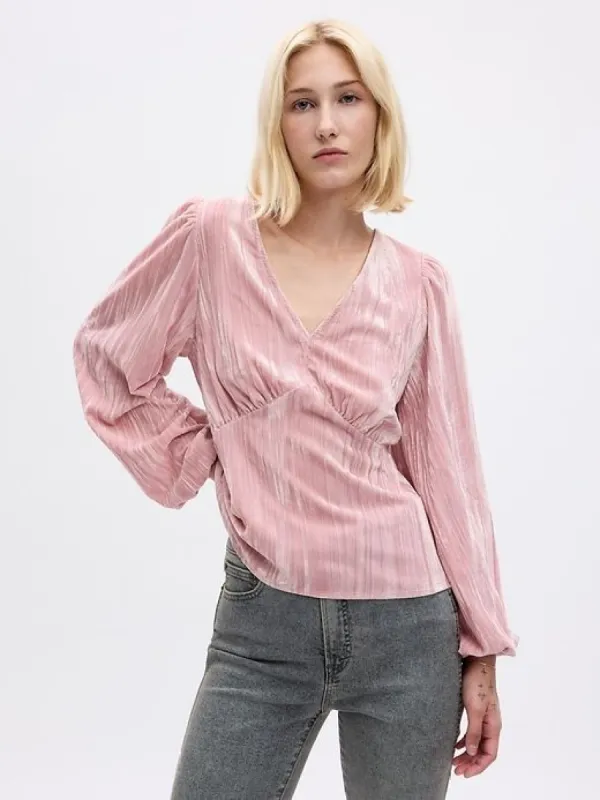 Velvet Balloon Sleeve Top sold by GAP