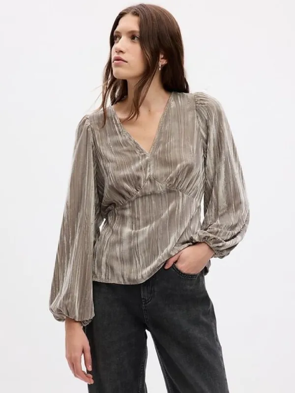 Velvet Balloon Sleeve Top sold by GAP