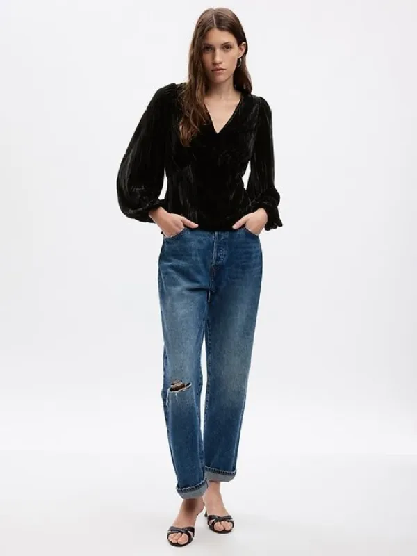 Velvet Balloon Sleeve Top sold by GAP