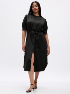 Puff Sleeve Satin Midi Shirtdress sold by GAP