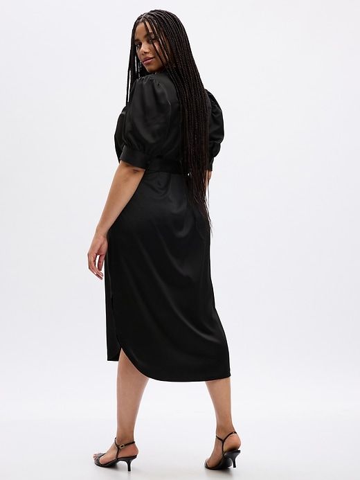 Puff Sleeve Satin Midi Shirtdress sold by GAP product image thumbnail 5