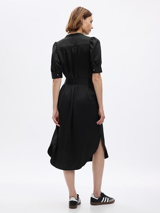 Puff Sleeve Satin Midi Shirtdress sold by GAP product image thumbnail 3