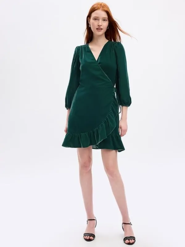 Velvet Wrap Mini Dress sold by GAP