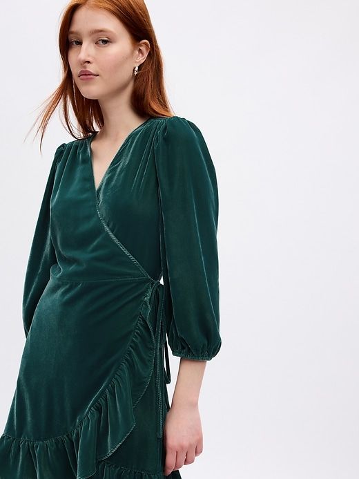 Velvet Wrap Mini Dress sold by GAP product image thumbnail 3