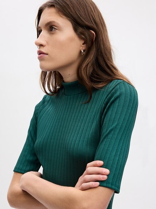 Mockneck Rib Midi Dress sold by GAP product image thumbnail 4