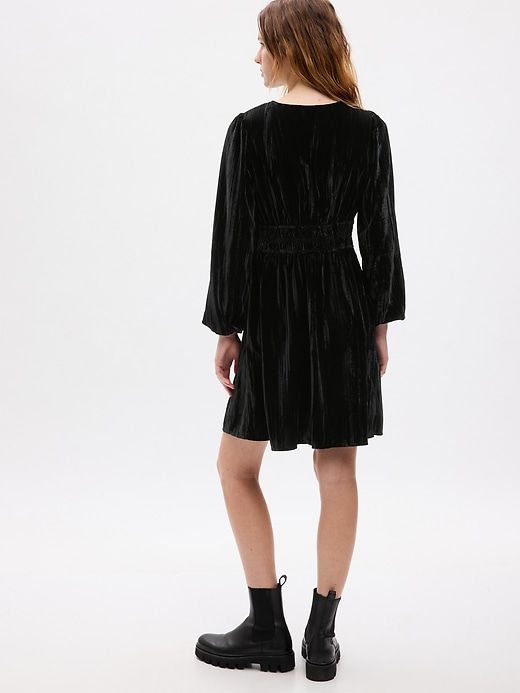 Velvet Smocked Mini Dress sold by GAP product image thumbnail 3