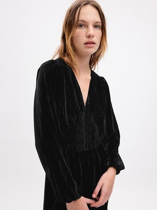 Velvet Smocked Mini Dress sold by GAP product image thumbnail 4