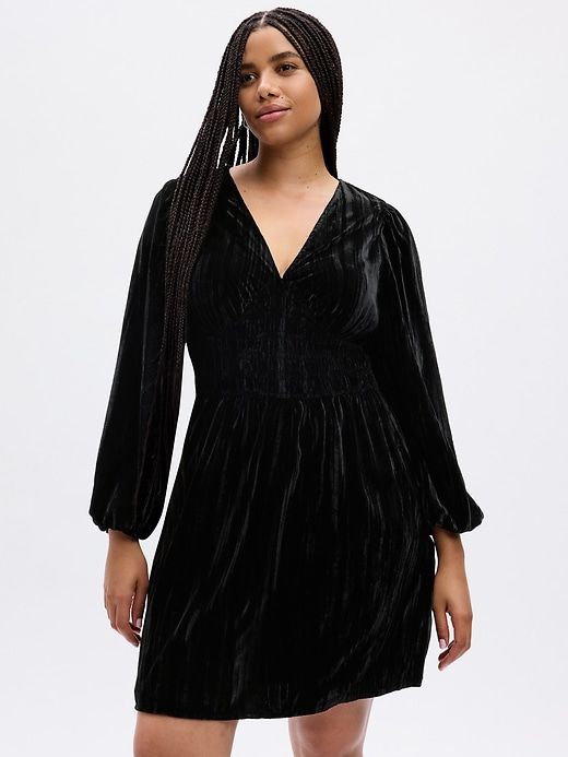 Velvet Smocked Mini Dress sold by GAP product image thumbnail 5