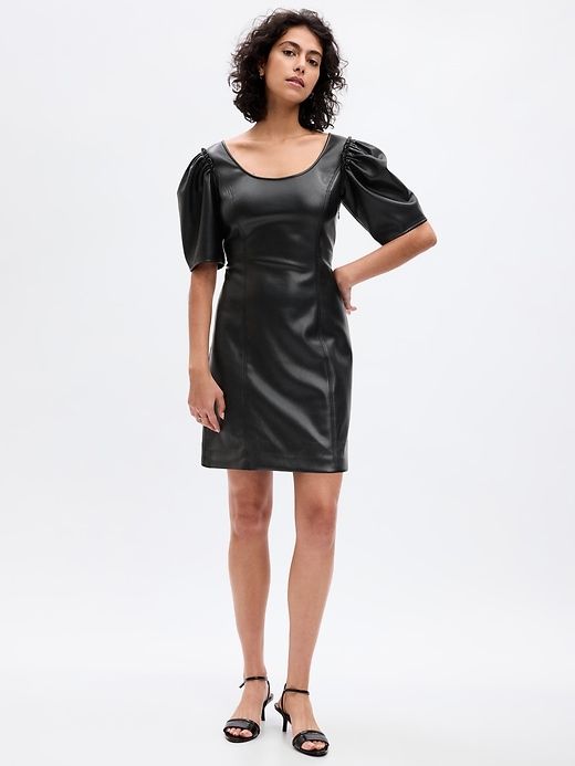 Vegan Leather Puff Sleeve Mini Dress sold by GAP