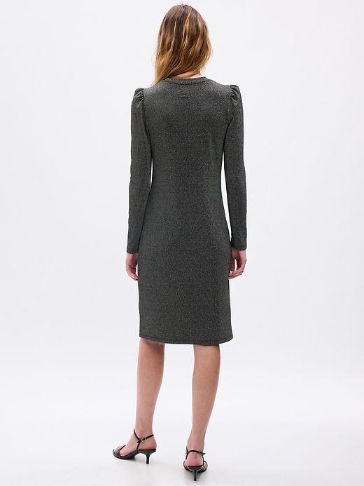 Puff Sleeve Metallic Rib Midi Dress sold by GAP product image thumbnail 2