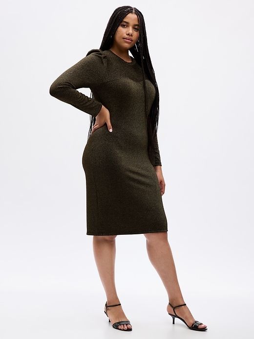 Puff Sleeve Metallic Rib Midi Dress sold by GAP product image thumbnail 5