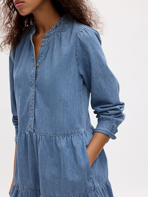 Tiered Denim Mini Shirtdress sold by GAP product image thumbnail 3