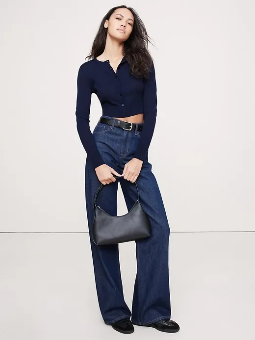 Lightweight Merino Cropped Cardigan sold by Banana Republic