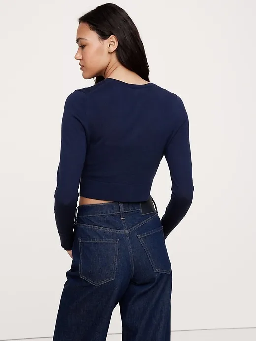 Lightweight Merino Cropped Cardigan sold by Banana Republic product image thumbnail 2