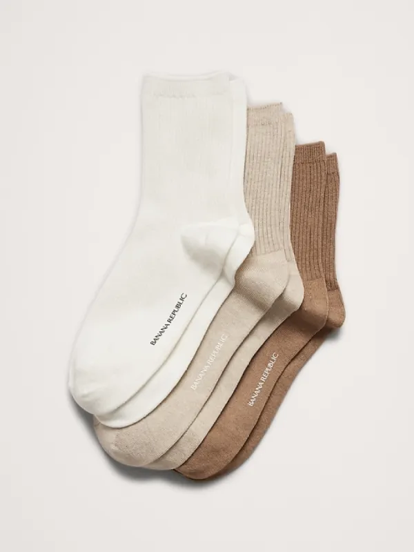 Silk-Cotton Crew Sock 3-Pack made by Banana Republic
