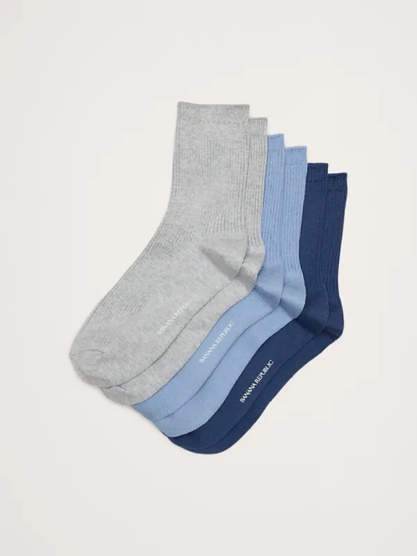 Silk-Cotton Crew Sock 3-Pack sold by Banana Republic