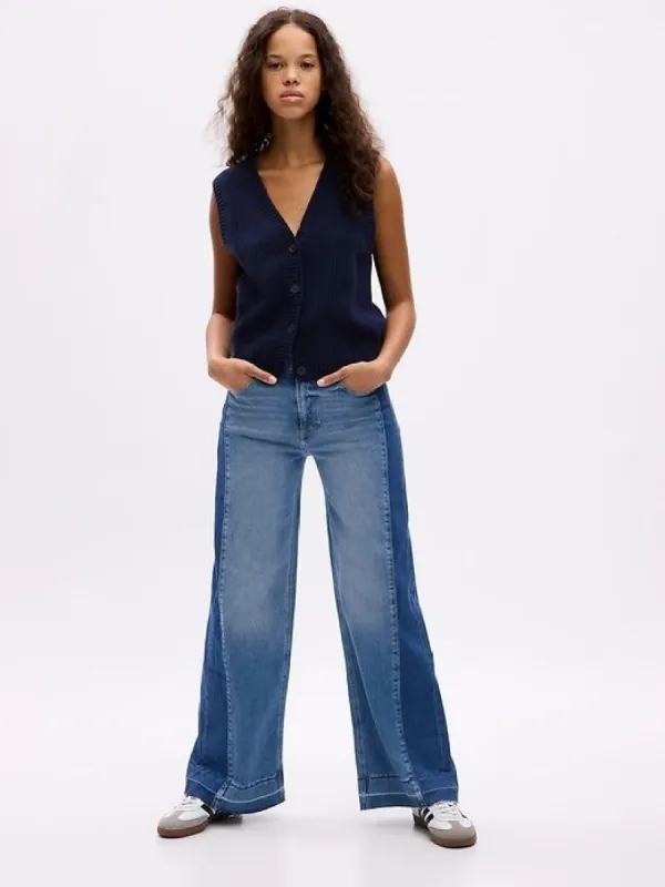 High Rise Stride Wide-Leg Jeans sold by GAP