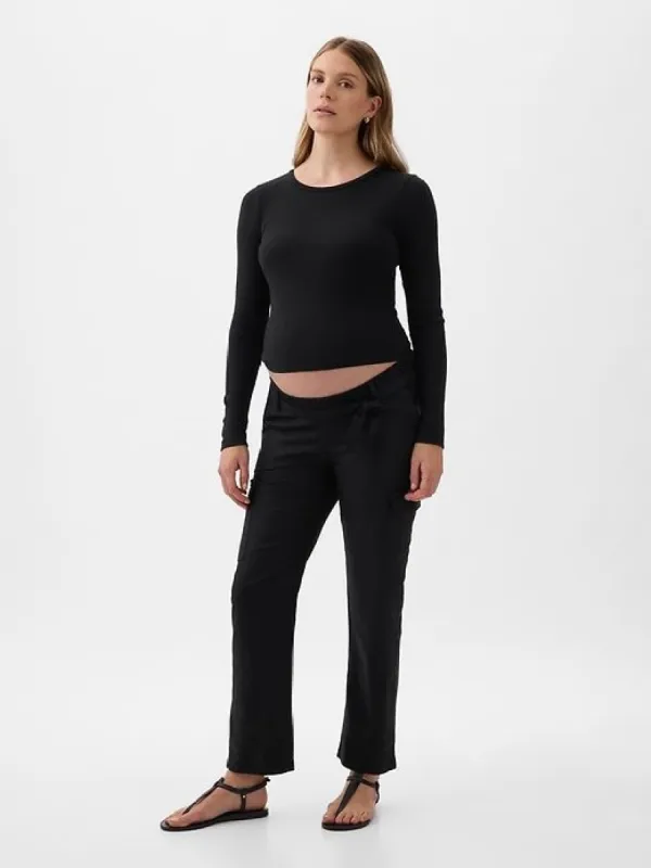 Maternity Under Belly Linen-Cotton Cargo Pants sold by GAP