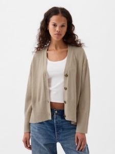 24/7 Split-Hem Linen-Blend Oversized Cardigan sold by GAP